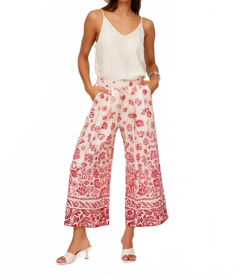 NEW FIFTEEN TWENTY etta border pants in pink print
